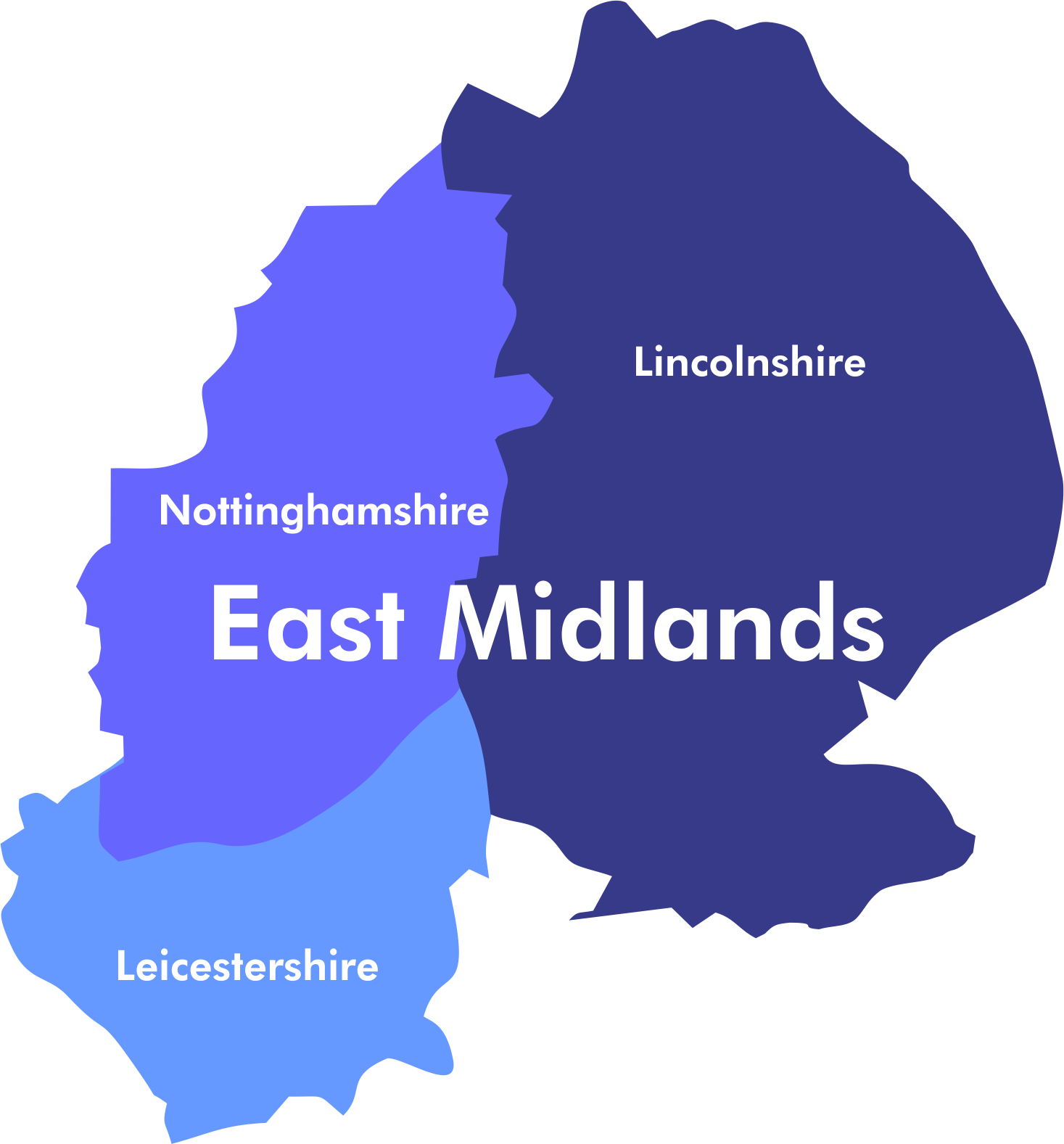 county map with names east mids